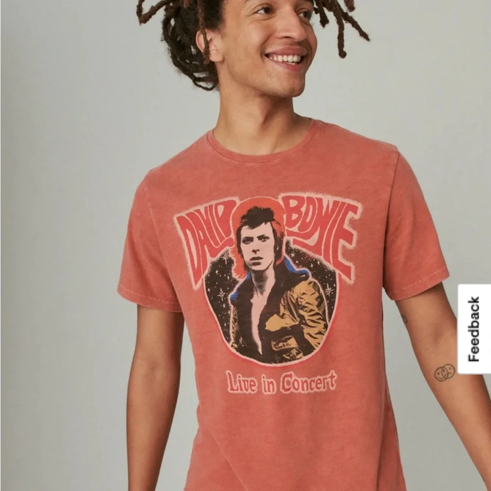 Lucky Brand David Bowie Concert Tee - Rust - Picture 1 of 4